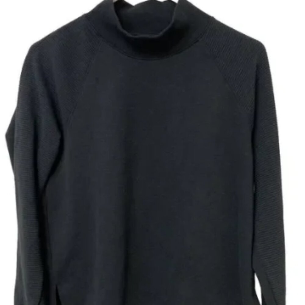 Under Armor Womens Dark Blue Mock Neck Ribbed Raglan Sleeve Hi-Lo Sweater Size M